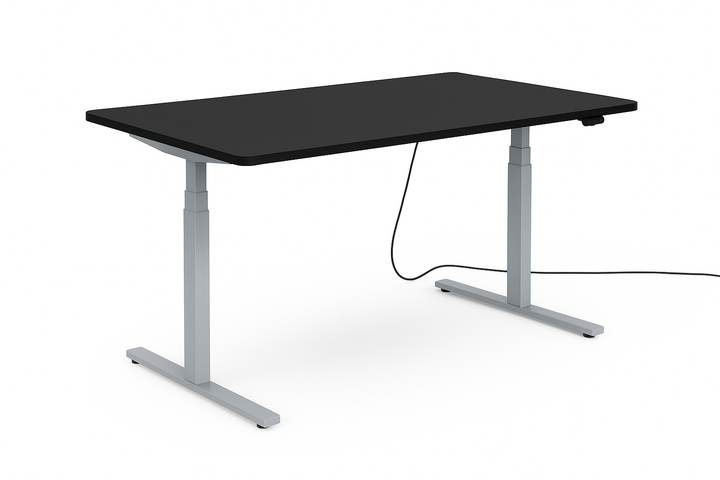 Höhenverstellbarer Schreibtisch mit runden Ecken I fe 03