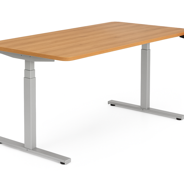 Höhenverstellbarer Schreibtisch mit runden Ecken I fe 03