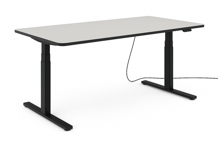 Höhenverstellbarer Schreibtisch mit runden Ecken I fe 03