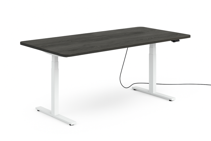 Höhenverstellbarer Schreibtisch mit runden Ecken I fe 03