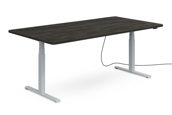 Höhenverstellbarer Schreibtisch mit runden Ecken I fe 03