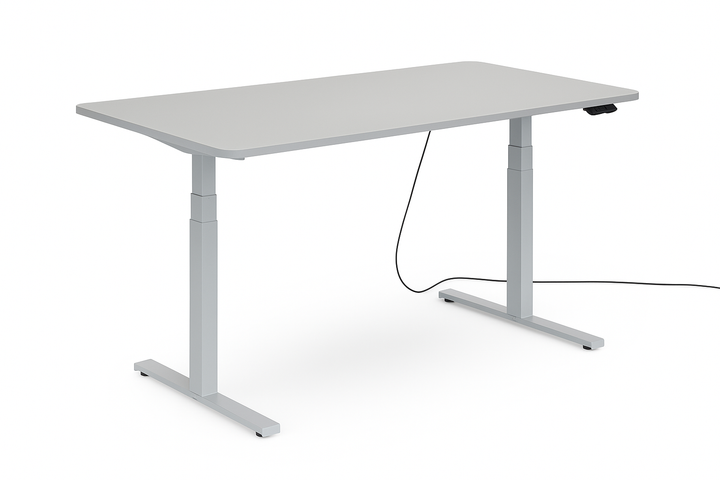 Höhenverstellbarer Schreibtisch mit runden Ecken I fe 03