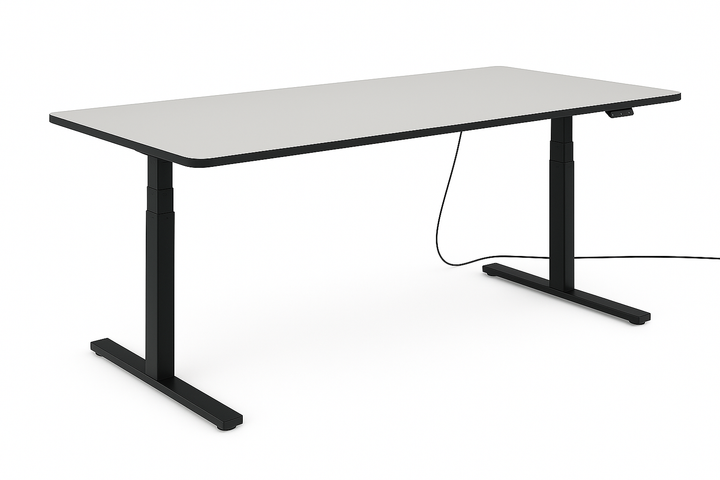 Höhenverstellbarer Schreibtisch mit runden Ecken I fe 03