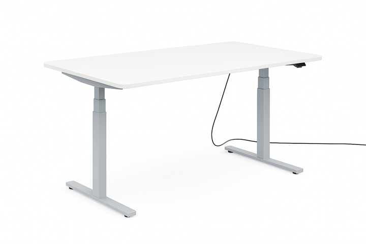 Höhenverstellbarer Schreibtisch mit runden Ecken I fe 03