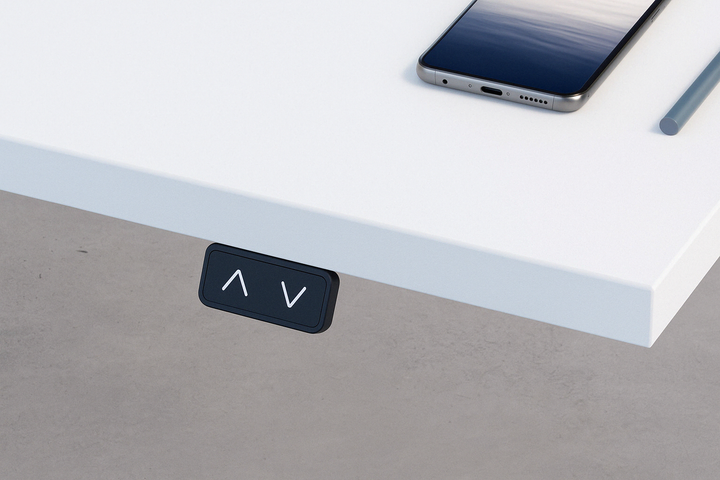 Höhenverstellbarer Schreibtisch mit runden Ecken I fe 03