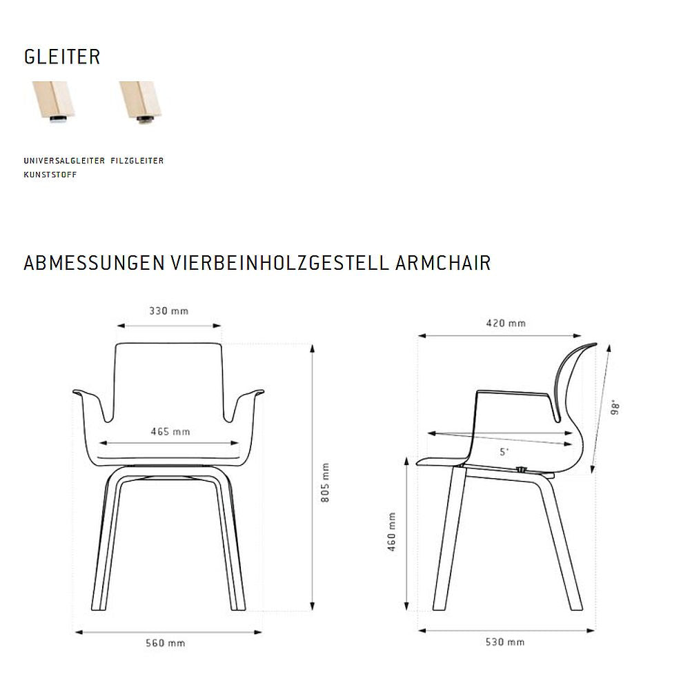 Pro Armchair Vierbeinholzgestell von Flötotto