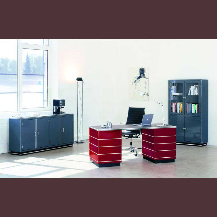 SB 424-4 Vitrine mit 2 Glas- & 2 Metalltüren von Müller Möbel