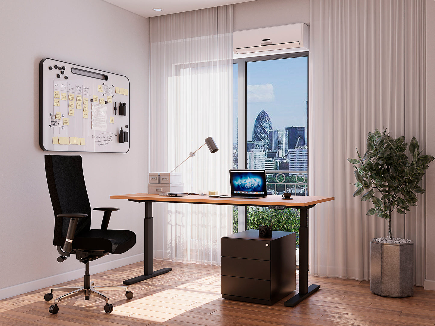 Schreibtisch E-WonderTech, höhen- und breitenverstellbar mit MFC-Tischplatte