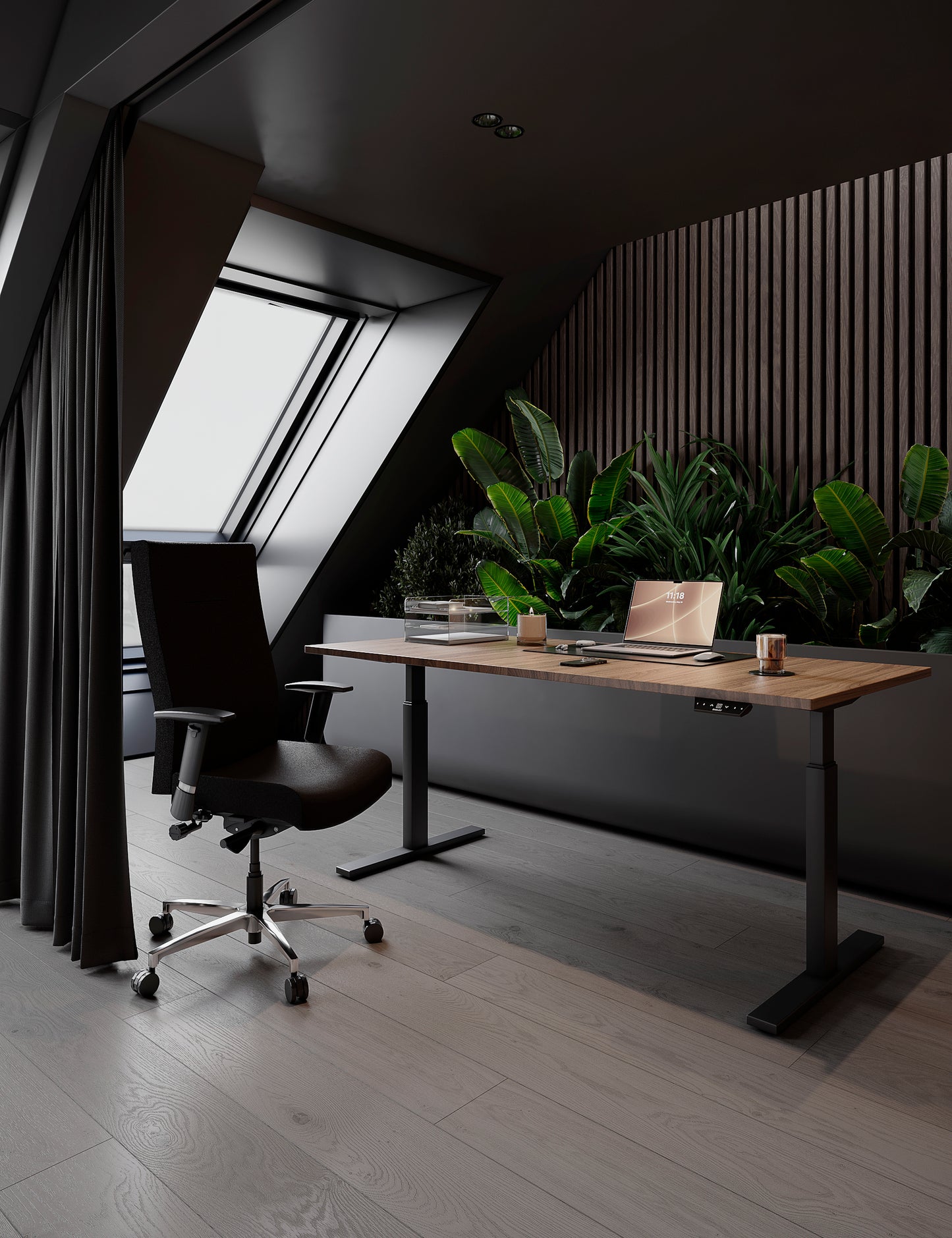 Schreibtisch E-WonderTech, höhen- und breitenverstellbar mit MFC-Tischplatte