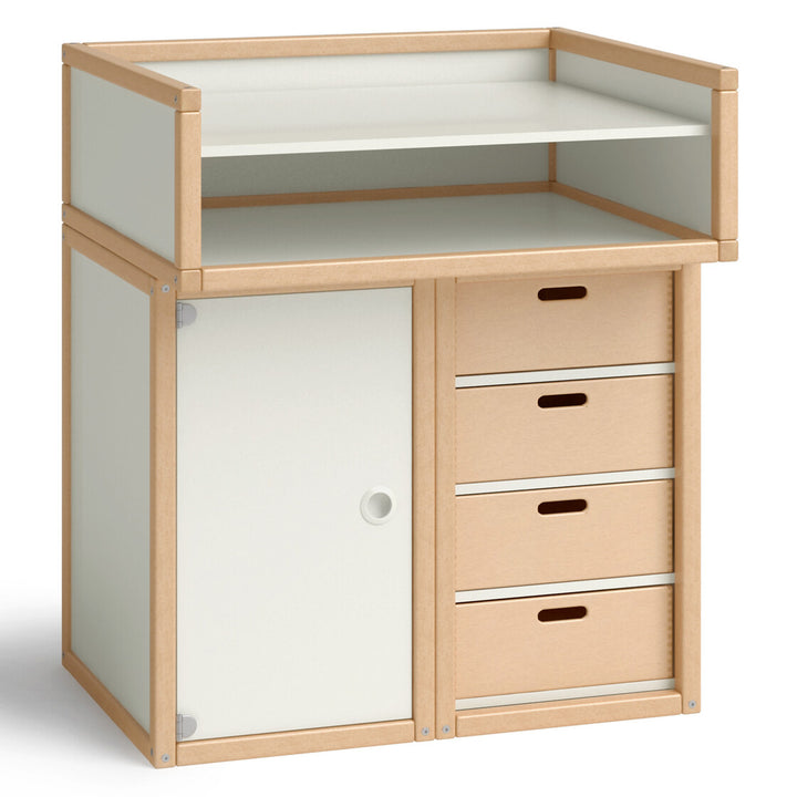 Wickelkommode mit Tür und Schubkästen