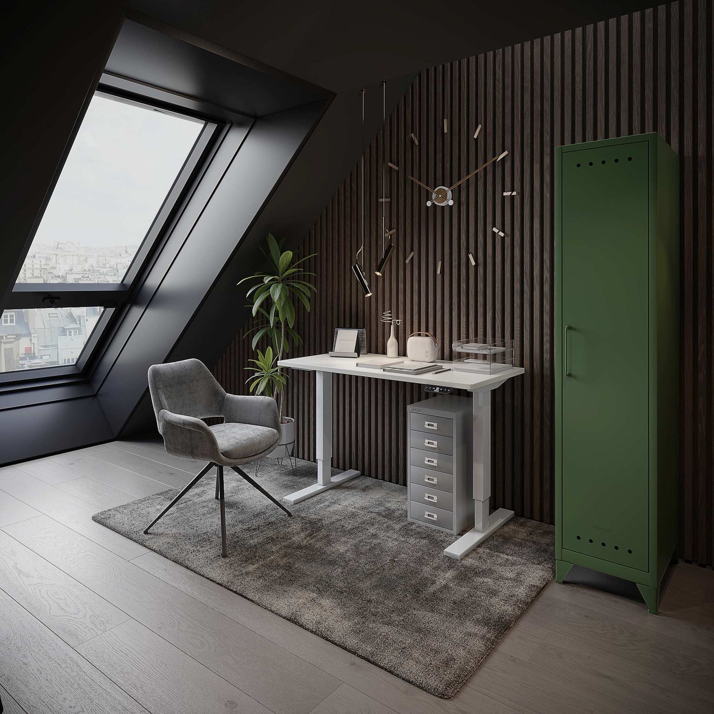 Schreibtisch E-StarterTech, höhenverstellbar mit MFC-Tischplatte