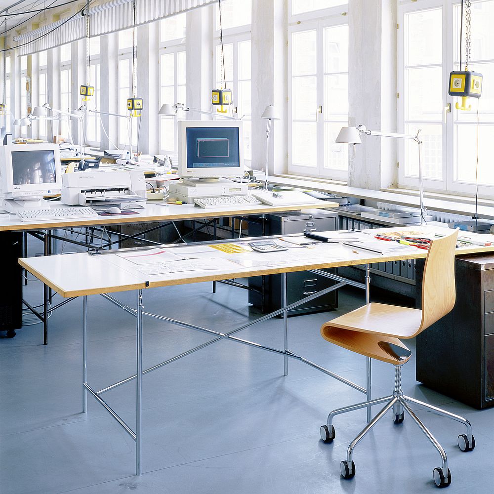 Eiermann 1 Tisch inkl. Melamintischplatte 160x80 cm (Kreuzposition: Exzentrisch)