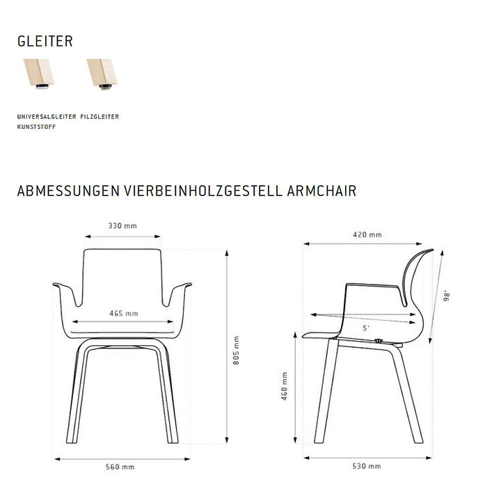 Pro Armchair Vierbeinholzgestell von Flötotto
