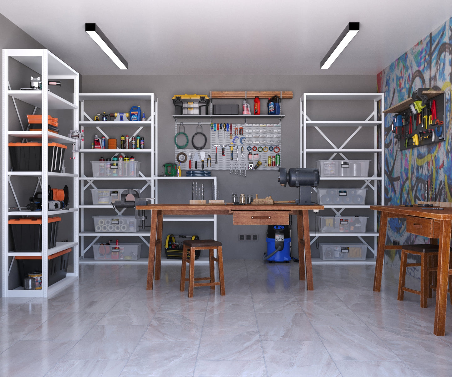 System Universalregal, Anbauregal (5 Fachboden, 5 Ordnerhöhen)