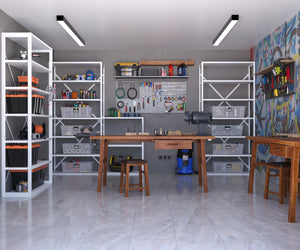 System Universalregal, Anbauregal (5 Fachboden, 5 Ordnerhöhen)